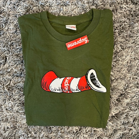 Supreme Cat in the Hat Tee - Sz Medium - Color Olive - Picture 2 of 3